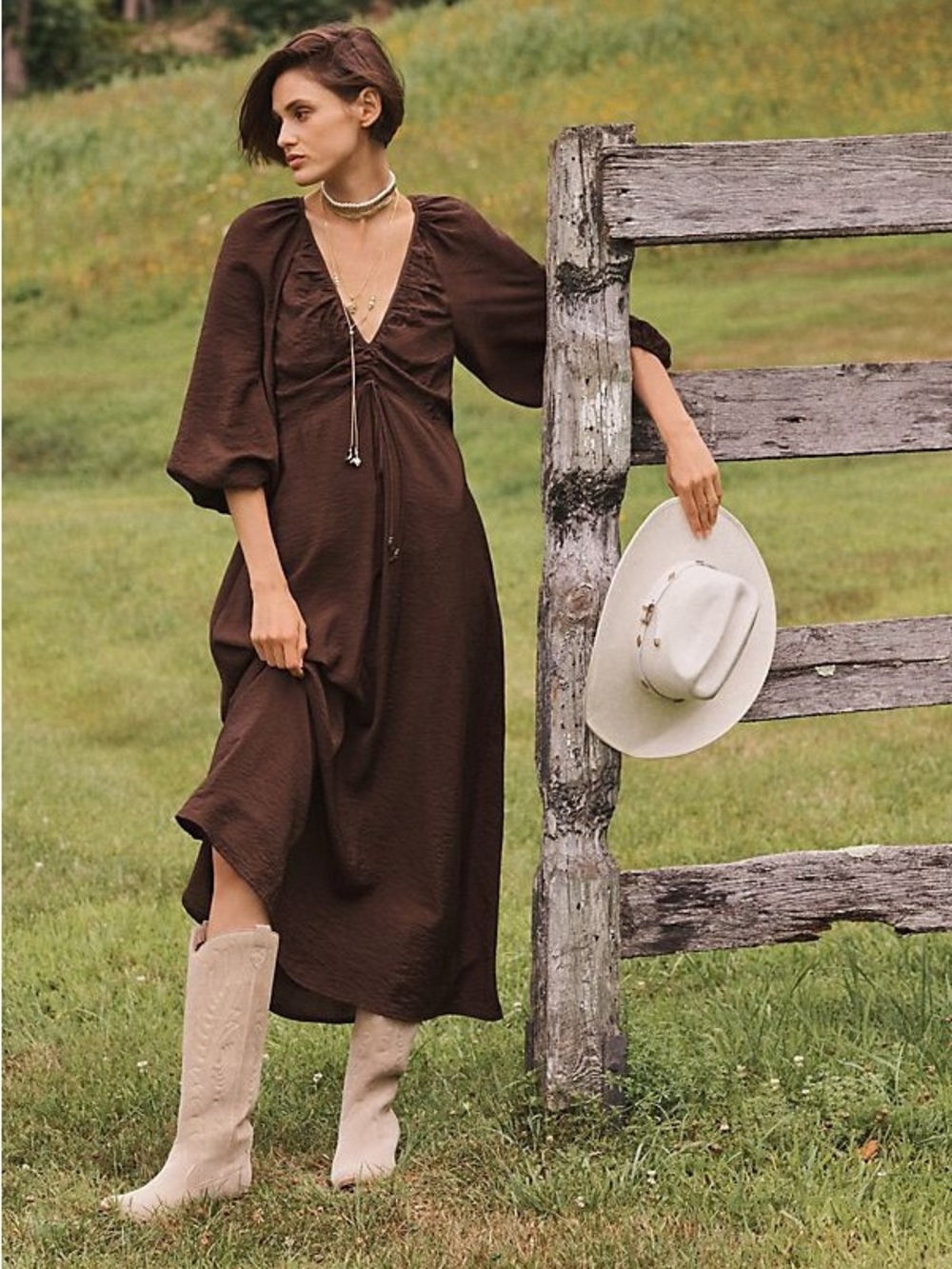 Anthropologie Maeve Midi Maxi Dress Brown Size Small